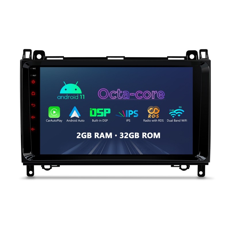 águila Recreación Retirado Radio Pantalla Android 11 GPS 9" para Mercedes Clase A/B, Vito, Viano,  Sprinter Carplay Mirrorlink